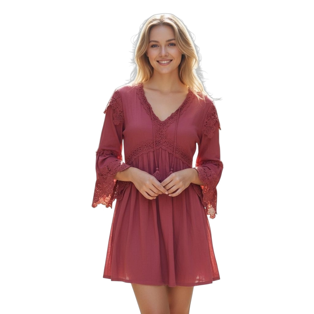 Hayden LA Lace Trim Dress in  Rose